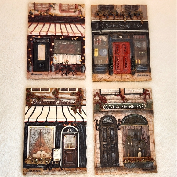 Kate McRostie Other - 🍷Kate McRostie 3D Resin French Storefront Wall Plaques Set Of 4 4.25" x 6"